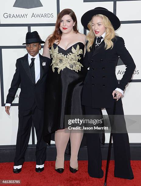 David Banda Mwale Ciccone Ritchie and singers Mary Lambert and Madonna attend the 56th GRAMMY Awards at Staples Center on January 26, 2014 in Los...