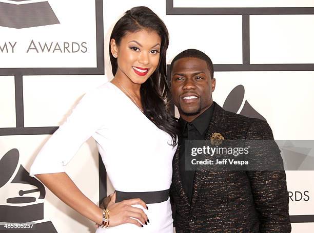 Comedian/actor Kevin Hart and Eniko Parrish attend the 56th GRAMMY Awards at Staples Center on January 26, 2014 in Los Angeles, California.