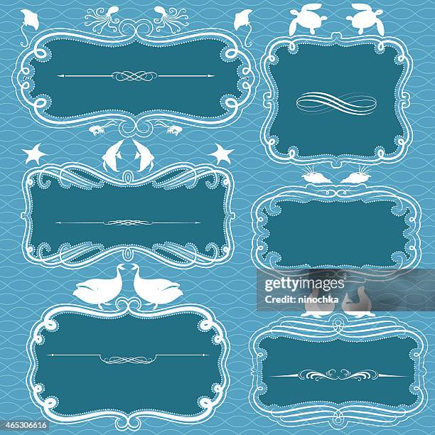 sea frames - octopus silhouette stock illustrations