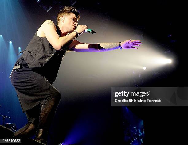 Danny O'Donoghue of The Script performs at Echo Arena on March 5, 2015 in Liverpool, England.