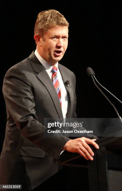 Opposition Leader David Cunliffe delivers his State Of The Nation Speech to Labour Party supporters at Kelston Girls College Auditorium in West...