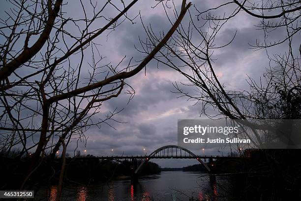 View of the Edmund Pettus Bridge on March 5, 2015 in Selma, Alabama. Selma is preparing to commemorate the 50th anniversary of the famed civil rights...