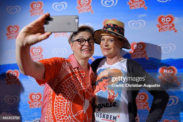 Rolf Scheider and Barbara Engel attend the Langnese 80th Anniversary Celebration at Beach Centre Wandsbek on March 5, 2015 in Hamburg, Germany.