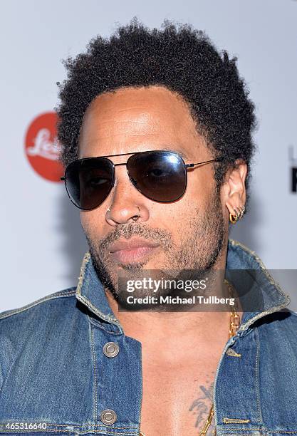 Musician Lenny Kravitz attends the launch of the "Flash By Lenny Kravitz" photo exhibit held at Leica Gallery Los Angeles on March 5, 2015 in Los...