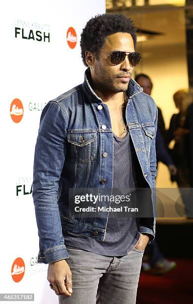 Lenny Kravitz arrives at the "Flash By Lenny Kravitz" event held at Leica Gallery Los Angeles on March 5, 2015 in Los Angeles, California.