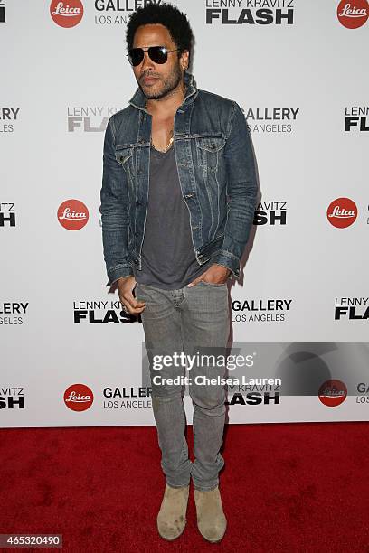 Musician Lenny Kravitz arrives at the worldwide launch of "Flash by Lenny Kravitz" at Leica Gallery Los Angeles on March 5, 2015 in Los Angeles,...