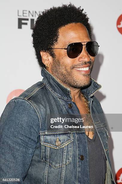 Musician Lenny Kravitz arrives at the worldwide launch of "Flash by Lenny Kravitz" at Leica Gallery Los Angeles on March 5, 2015 in Los Angeles,...