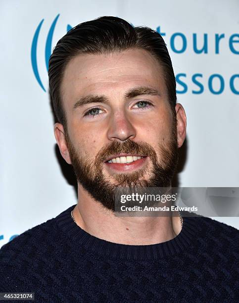 Actor Chris Evans arrives at the 2nd Annual Hollywood Heals: Spotlight On Tourette Syndrome event at the House of Blues Sunset Strip on March 5, 2015...