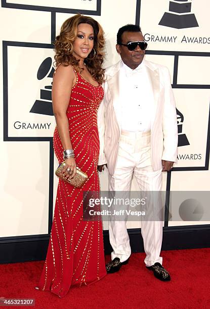 Recording artist Ronald Isley and Kandy Johnson Isley attend the 56th GRAMMY Awards at Staples Center on January 26, 2014 in Los Angeles, California.