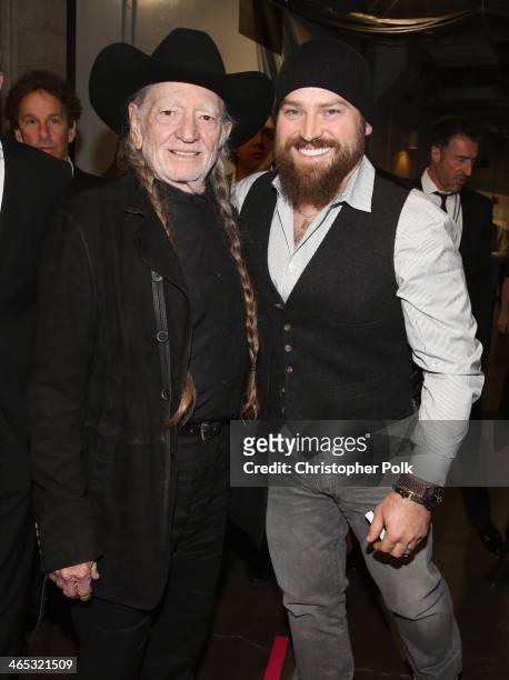 Singers Willie Nelson and Zac Brown attend the 56th GRAMMY Awards at Staples Center on January 26, 2014 in Los Angeles, California.