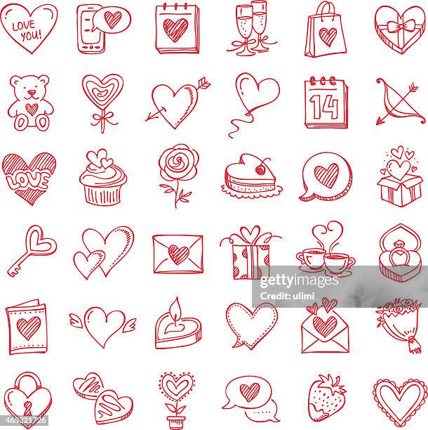 set for valentine's day - heart lock stock illustrations