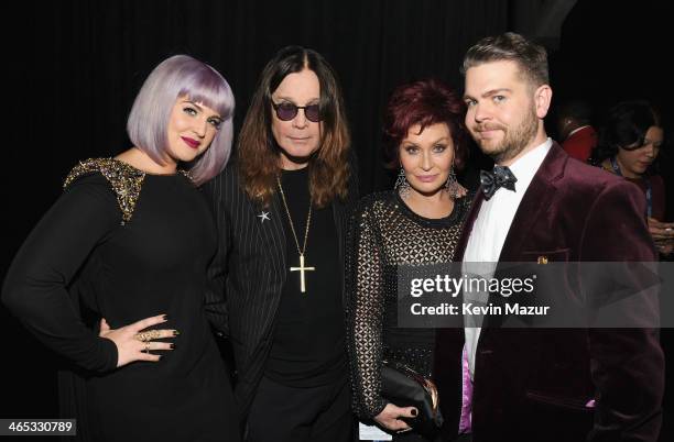 Kelly Osbourne, Ozzy Osbourne, Sharon Osbourne and Jack Osbourne attend the 56th GRAMMY Awards at Staples Center on January 26, 2014 in Los Angeles,...