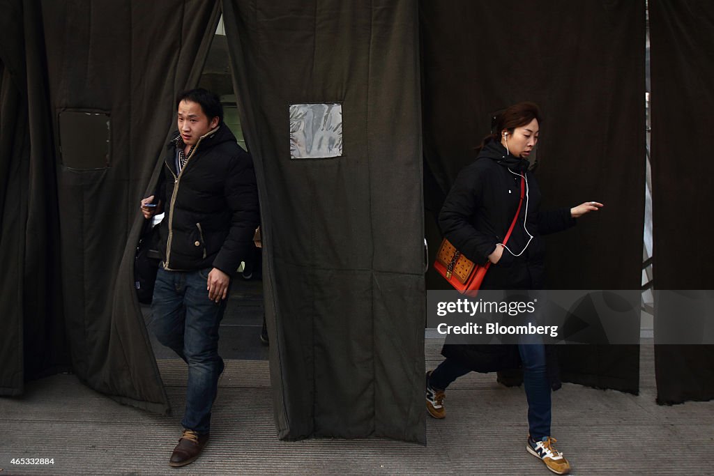 Morning Commuters In Beijing's Central Business District As China's Communist Leaders Grapple With Inequality