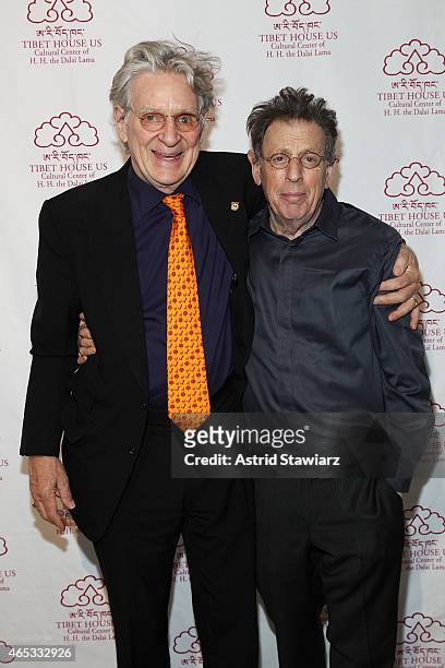 Co-founders of Tibet House New York, Robert Thurman and Phillip Glass attend Tibet House Benefit Concert After Party 2015 at Metropolitan West on...