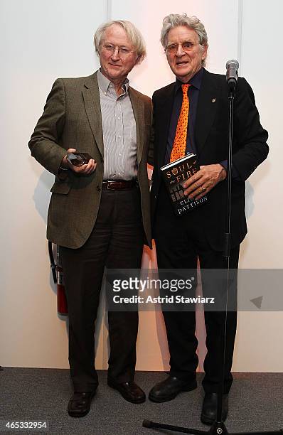 Author Eliot Pattison and president of Tibet House New York, Robert Thurman attend Tibet House Benefit Concert After Party 2015 at Metropolitan West...