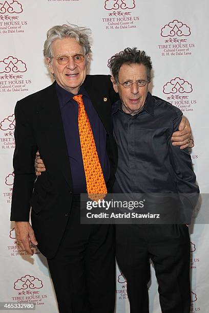 Co-founders of Tibet House New York, Robert Thurman and Phillip Glass attend Tibet House Benefit Concert After Party 2015 at Metropolitan West on...