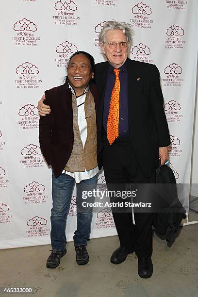 Musician Tenzin Choegyal and Co-founder of Tibet House New York, Robert Thurman attend Tibet House Benefit Concert After Party 2015 at Metropolitan...