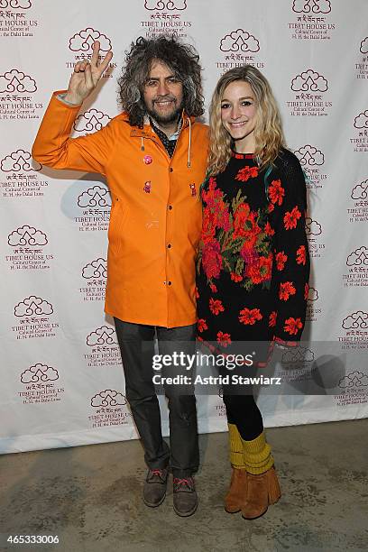 Musician Wayne Coyne and Katy Weaver attend Tibet House Benefit Concert After Party 2015 at Metropolitan West on March 6, 2015 in New York City.