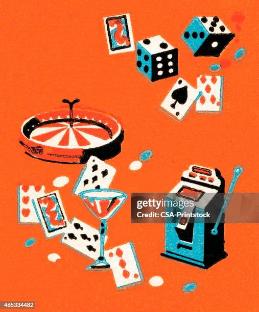 las vegas gaming items - las vegas casino stock illustrations