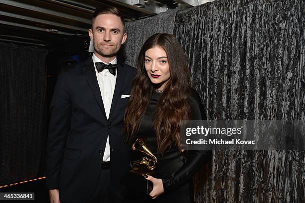 Songwriter Joel Little and singer-songwriter Lorde attend the 56th GRAMMY Awards at Staples Center on January 26, 2014 in Los Angeles, California.