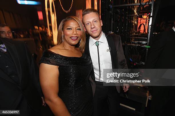 Singer/Actress Queen Latifa and recording artist Macklemore attend the 56th GRAMMY Awards at Staples Center on January 26, 2014 in Los Angeles,...