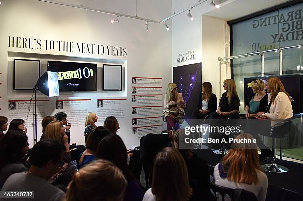 Emma Barnett, Dr Linda Papadopoulos, Rossalyn Warren, Caroline Criado-Perez and Brie Rogers Lowery attends the #Grazia10 talk "Technology - Friend or...