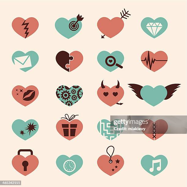 heart icon set 2 - broken clock stock illustrations