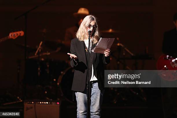 Patti Smith performs on stage at the Tibet House Benefit Concert 2015 at Carnegie Hall on March 5, 2015 in New York City.