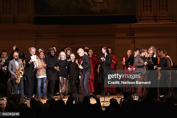 Musicians perform on stage at the Tibet House Benefit Concert 2015 at Carnegie Hall on March 5, 2015 in New York City.