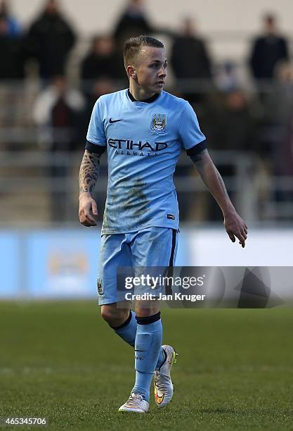 Jose Tasende of Manchester City FC during the UEFA Youth League Round of 16 match between Manchester City FC and FC Schalke 04 at City Football...