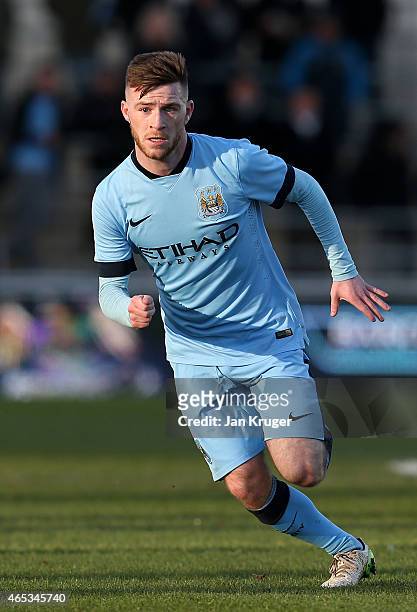 Jack Byrne of Manchester City FC during the UEFA Youth League Round of 16 match between Manchester City FC and FC Schalke 04 at City Football Academy...