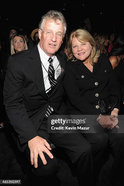 Scott Kingsley Swift and Andrea Finlay attend the 56th GRAMMY Awards at Staples Center on January 26, 2014 in Los Angeles, California.