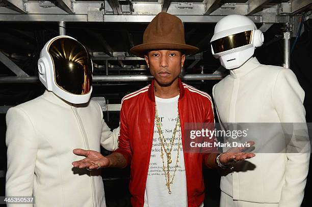 Recording artists Guy-Manuel de Homem-Christo , Pharrell Williams and Thomas Bangalter, winners of Record of the Year and Album of the Year for...