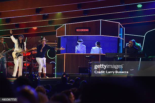 Musician Nile Rodgers, and recording artist Pharrell Williams, Daft Punk's Thomas Bangalter and Guy-Manuel de Homem-Christo, and Stevie Wonder...