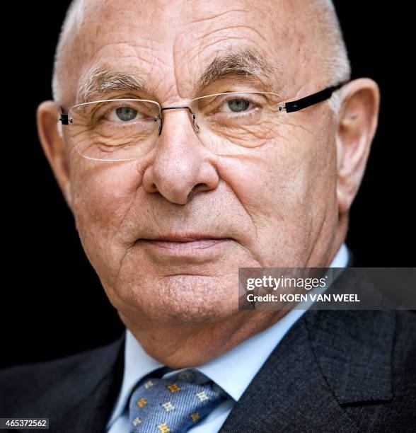 Chairman of the Royal Dutch Soccer Association Michael van Praag holds a press conference at Schiphol airport near Amsterdam on March 6 after...