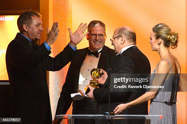 Composer Wlodek Pawlik , winner of Best Large Jazz Ensemble Album for 'Night In Calisia', accepts the award onstage during the 56th GRAMMY Awards...