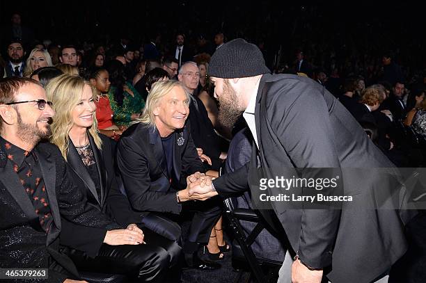Musician Paul McCartney, actress Barbara Bach, musician Joe Walsh and singer Zac Brown attend the 56th GRAMMY Awards at Staples Center on January 26,...