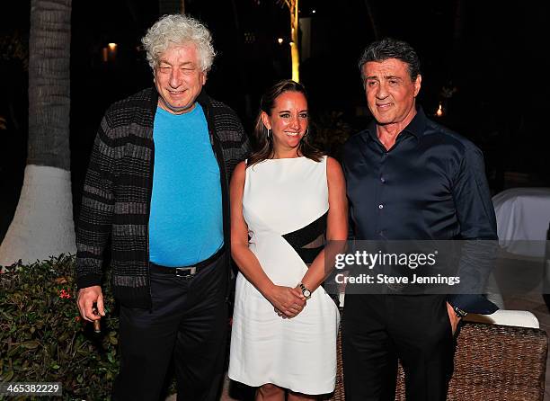 Sylvester Stallone along with film producer Avi Lerner and Secretary of Tourism for Mexico, Claudia Ruiz Massieu attend a private dinner to celebrate...