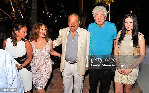 Claudia Ruiz Massieu, Christiane Aleman, Carlos Slim, Avi Lerner and Christa Campbell attend the private dinner to celebrate the 9th Annual Acapulco...