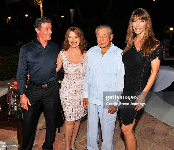 Sylvester Stallone, Christiane Aleman, Miguel Aleman V. And Jennifer Stallone attend the private dinner to celebrate the 9th Annual Acapulco Film...