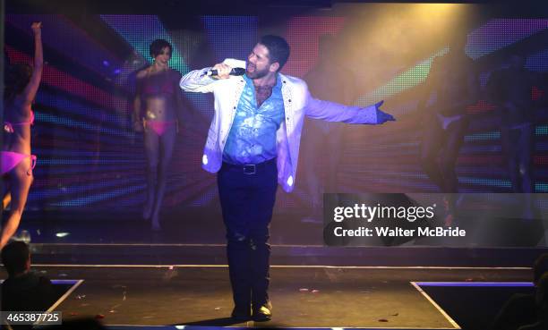 Matt Zarleyand dancers perform in Broadway Bares: Winter Burlesque - Calendar Girl at XL Nightclub on January 26, 2014 in New York City.