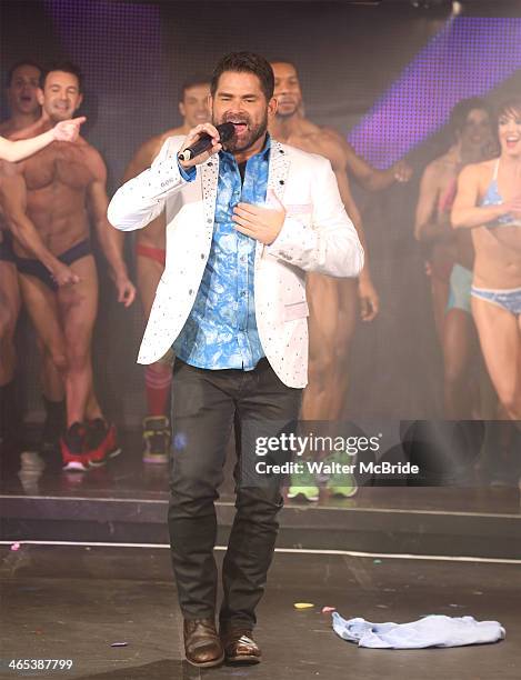 Matt Zarleyand dancers perform in Broadway Bares: Winter Burlesque - Calendar Girl at XL Nightclub on January 26, 2014 in New York City.