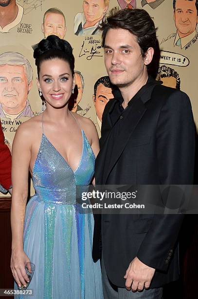 Recording artists Katy Perry and John Mayer attend the Sony Music Entertainment Post-Grammy Reception at The Palm on January 26, 2014 in Los Angeles,...