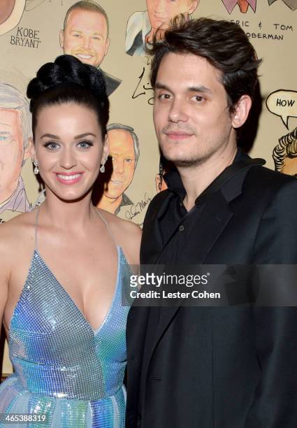 Recording artists Katy Perry and John Mayer attend Sony Music Entertainment Post-Grammy Reception at The Palm on January 26, 2014 in Los Angeles,...