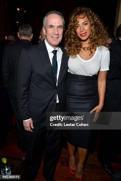 President/COO of RCA Records Tom Corson and singer Leona Lewis attend Sony Music Entertainment Post-Grammy Reception at The Palm on January 26, 2014...