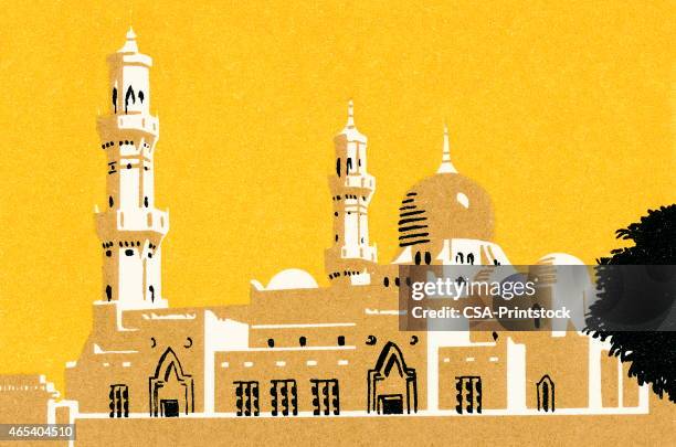middle eastern architecture - mosque stock illustrations