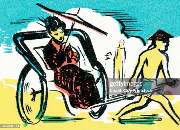 woman in rickshaw - rickshaw stock illustrations
