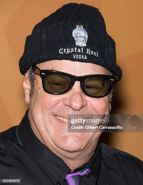 Actor Dan Aykroyd signs bottles of Crystal Head Vodka during 186th PHS Philadelphia Flower Show, 'Celebrate the Movies', at Pennsylvania Convention...