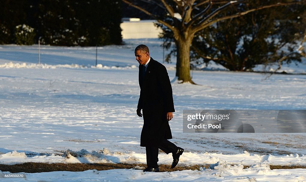 President Obama returns to the White House- DC