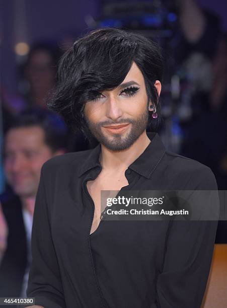 Conchita attends NDR Talkshow at NDR Studios on March 6, 2015 in Hamburg, Germany.